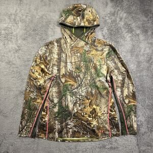 Under Armour Fitted Scent Control Cold Gear Real Tree Camo Hoodie Womens Size 2X